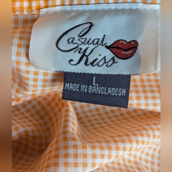 Casual Kiss large gingham shirt with embroidered rooster/ hay bales 3/4 sleeves - Picture 4 of 10